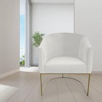 Kit 03 Poltrona Julia Com Base De Ferro Sala De Estar Escritório Recepção Clinica Suede Bege D'classe Decor - 7