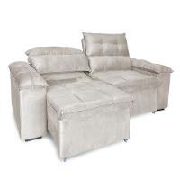 Sofá Retrátil E Reclinável 3 Lugares Verona 2,00m - élpis Móveis Veludo Bege - 3