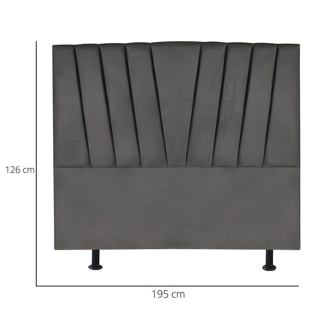 Cabeceira Estofada Cama Box King 195 Cm Ariel Suede Cinza - 3