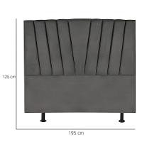 Cabeceira Estofada Cama Box King 195 Cm Ariel Suede Cinza - 3