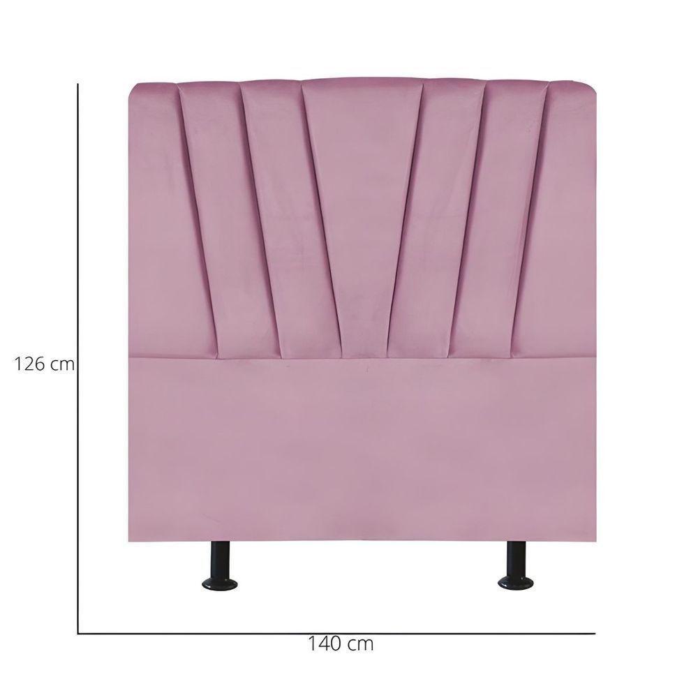 Cabeceira Estofada De Cama Casal Box 140 Cm Ariel Suede Rosa - 4