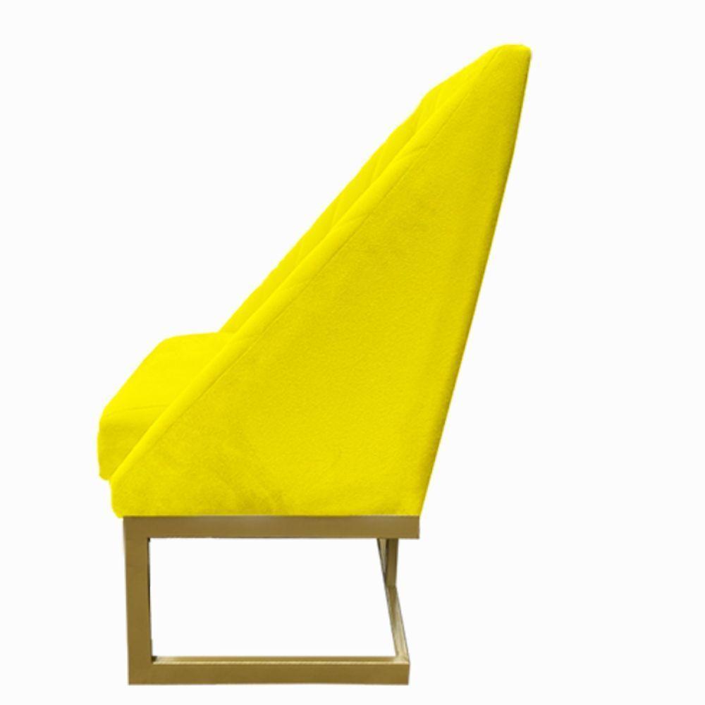 Kit 02 Cadeiras Para Sala De Jantar Ana Base De Ferro Suede Amarelo D'classe Decor - 6