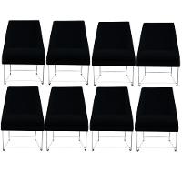 Kit 08 Cadeiras Ana Base De Ferro Prata Suede Preto D'classe Decor - 1