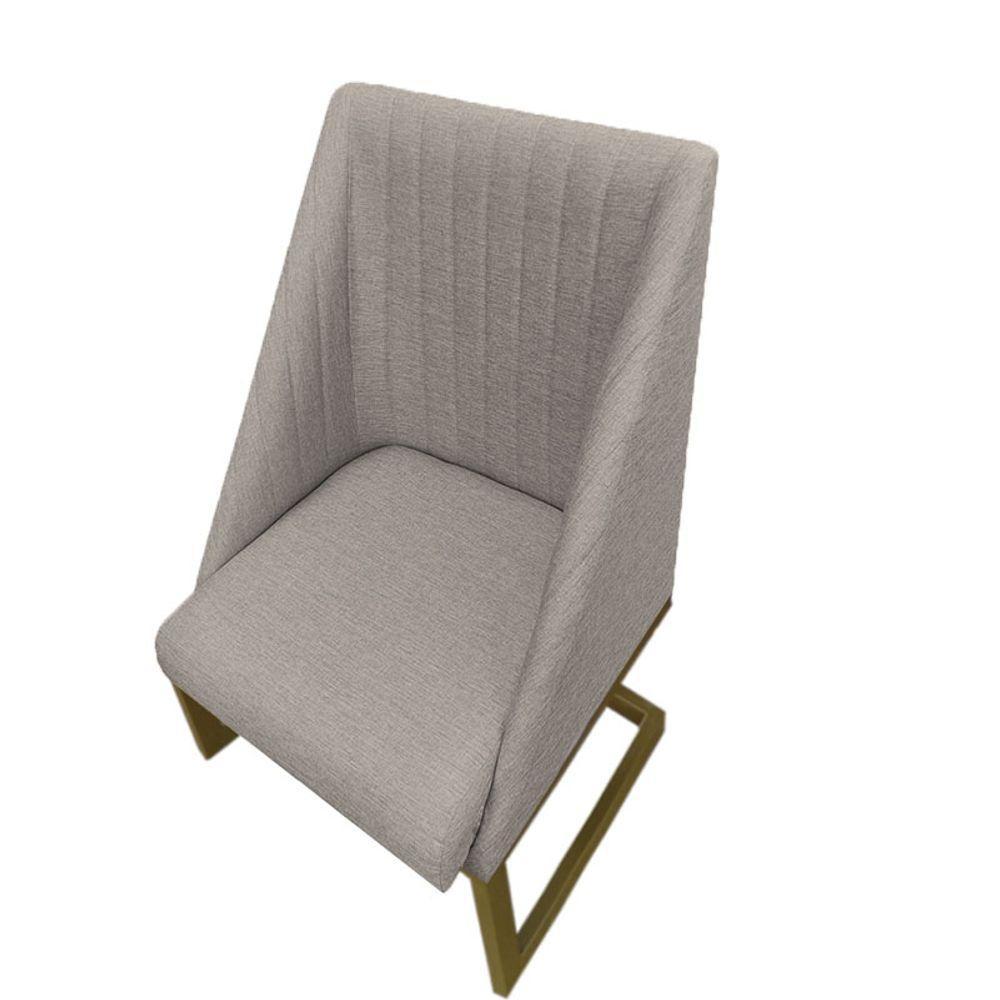 Cadeira Para Sala De Jantar Ana Base De Ferro Linho Bege D'classe Decor - 2