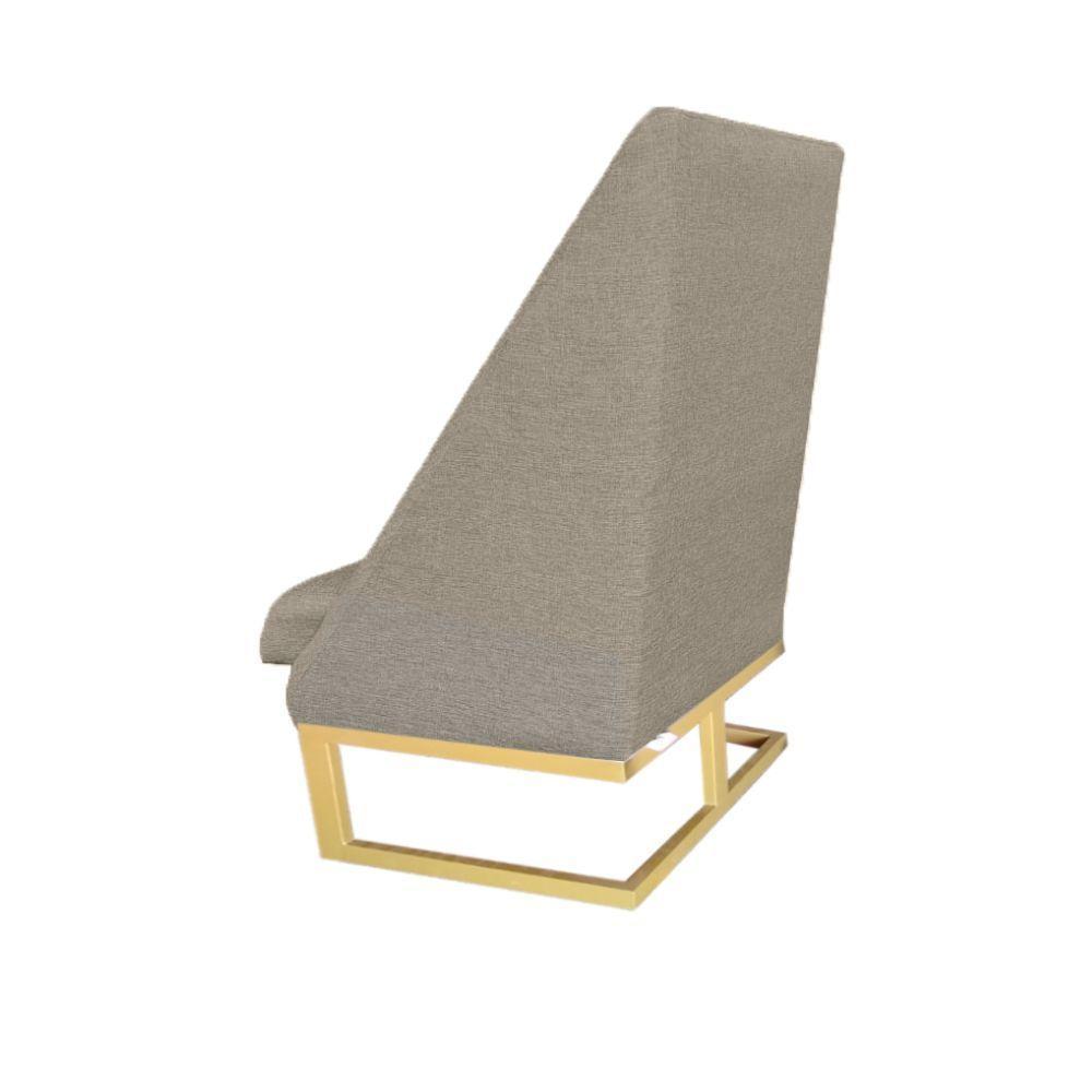 Cadeira Para Sala De Jantar Ana Base De Ferro Linho Bege D'classe Decor - 3