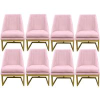 Kit 08 Cadeiras Para Sala De Jantar Ana Base De Ferro Suede Rosa Bebê D'classe Decor - 1