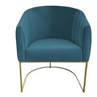 Kit 02 Poltrona Julia Com Base De Ferro Sala De Estar Escritório Recepção Clinica Suede Azul Tiffany D'classe Decor - 2