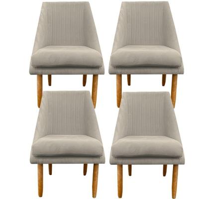 Kit 04 Cadeiras Para Sala De Jantar Ana Pés Palito Suede Bege D'classe Decor
