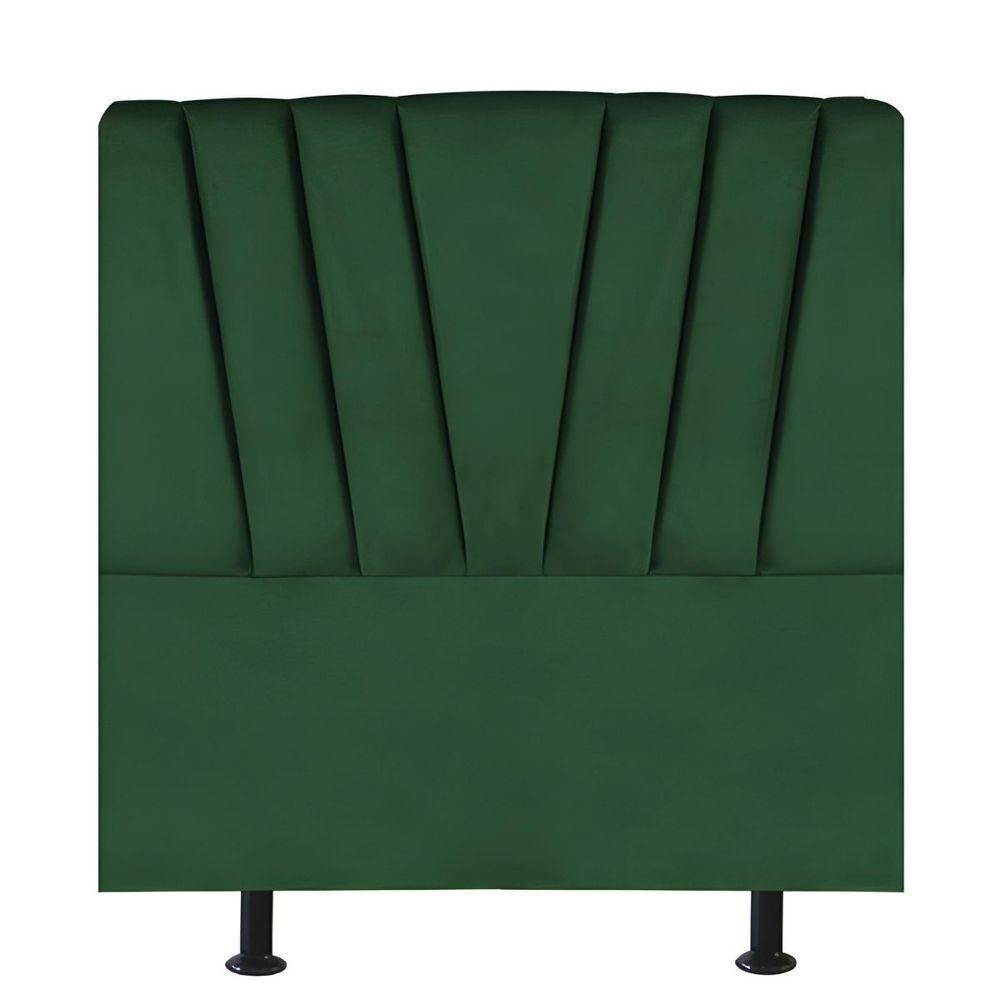 Cabeceira Estofada Cama Box Solteiro 90 Cm Ariel Suede Verde - 1