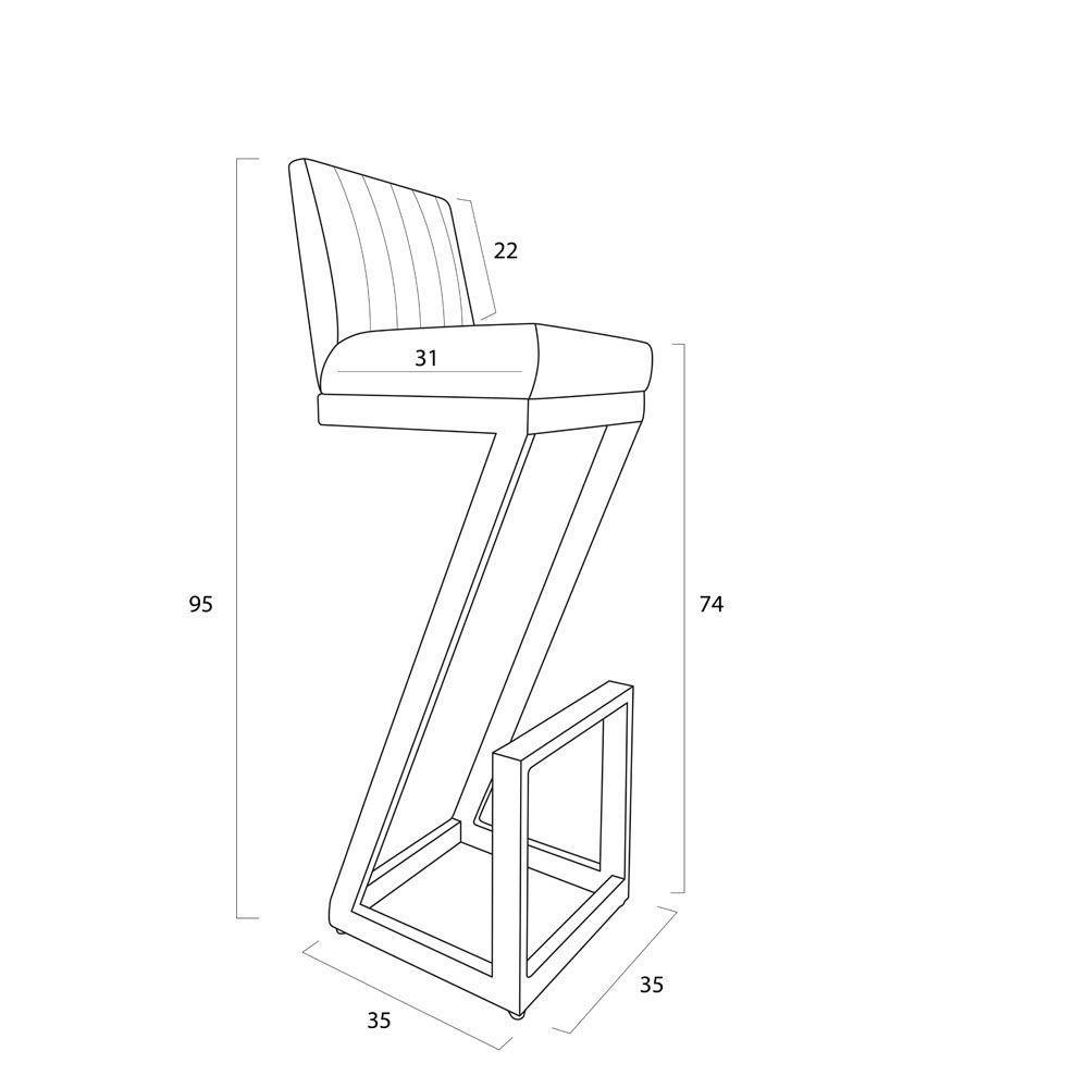 Kit 04 Banqueta Alta Z Base De Ferro Suede Vermelho D'classe Decor - 5