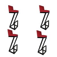 Kit 04 Banqueta Alta Z Base De Ferro Suede Vermelho D'classe Decor - 1