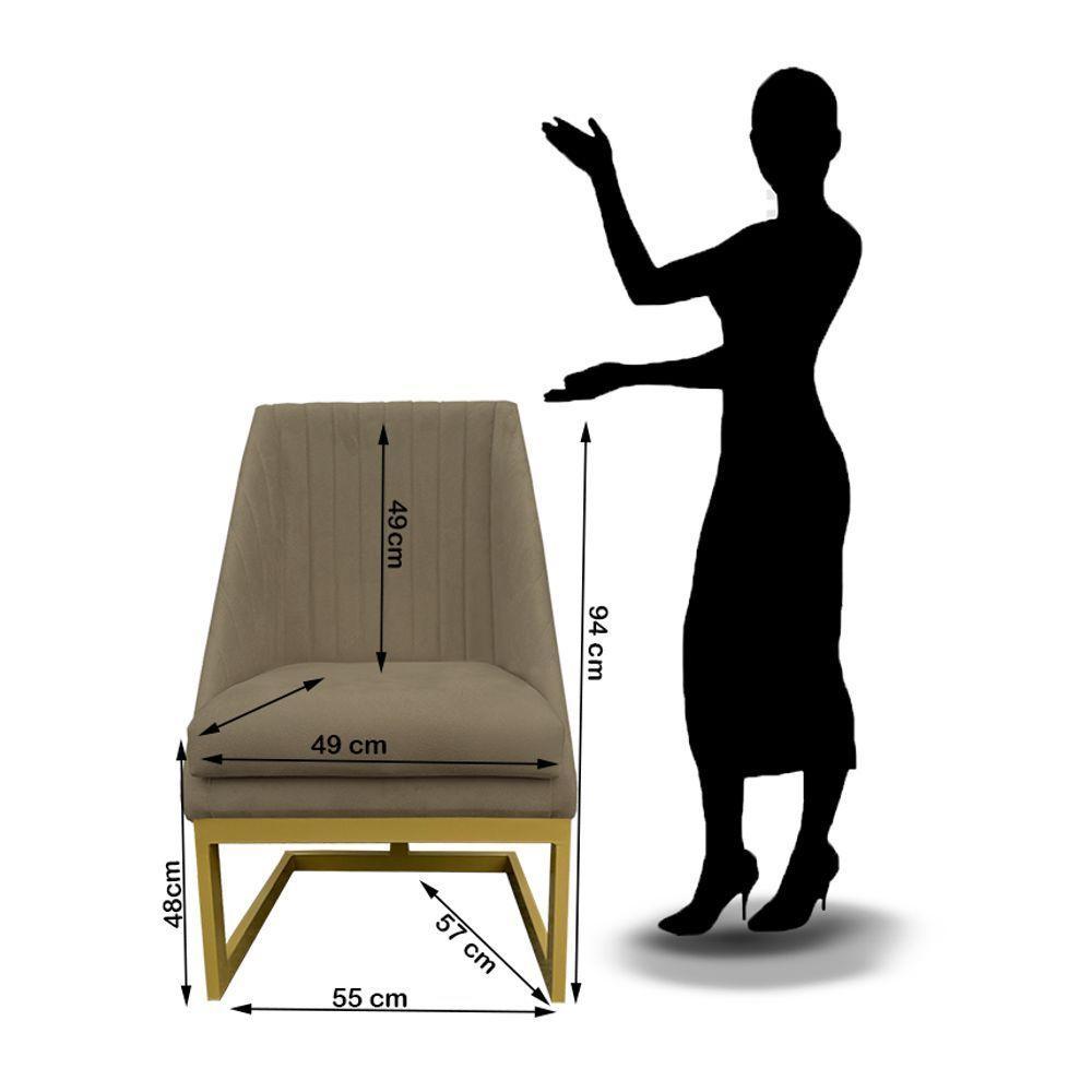 Kit 06 Cadeiras Para Sala De Jantar Ana Base De Ferro Suede Marrom Rato D'classe Decor - 6