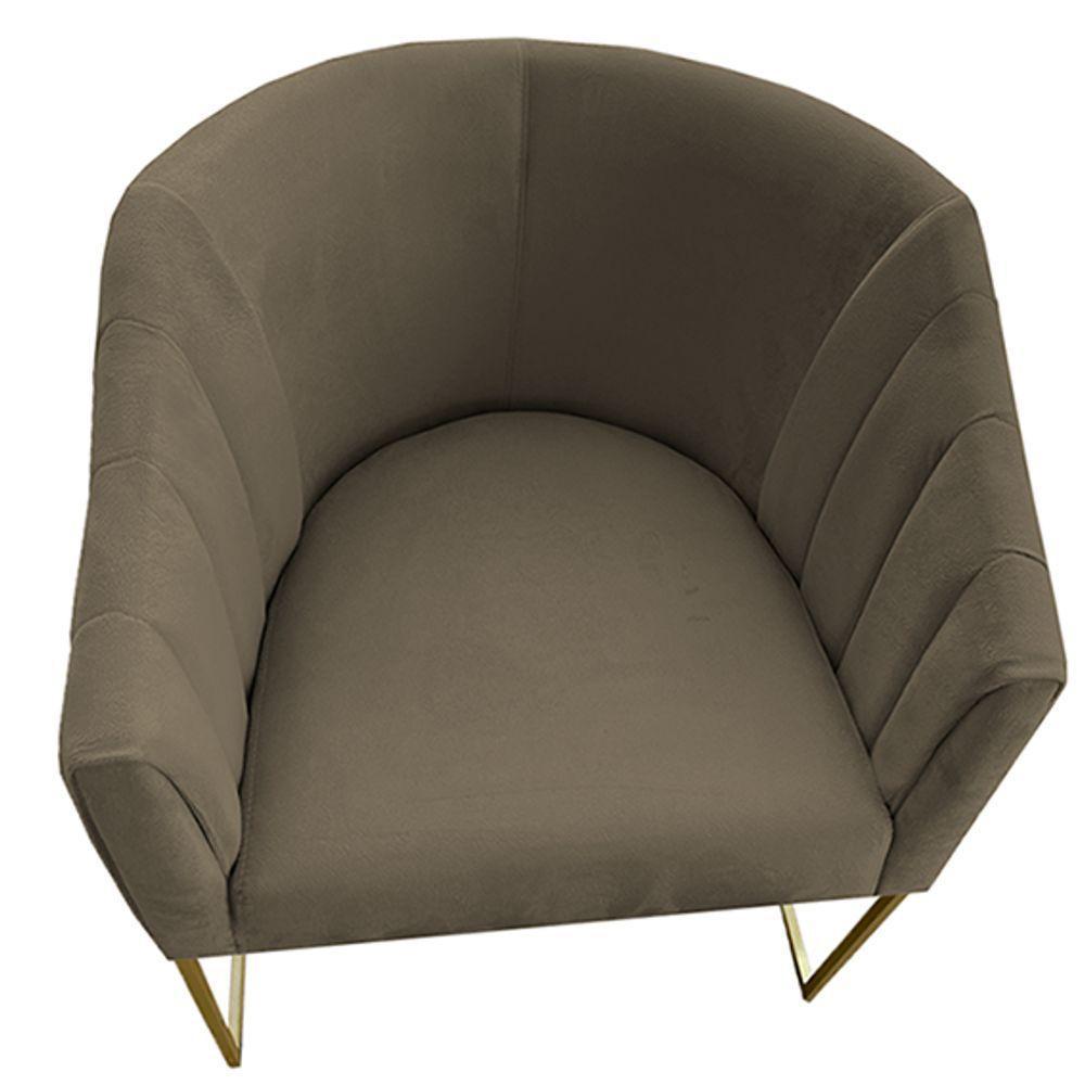 Kit 05 Poltrona Julia Com Base De Ferro Sala De Estar Escritório Recepção Clinica Suede Marrom Rato D'classe Decor - 3