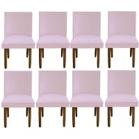 Kit 08 Cadeiras Para Sala De Jantar Tóquio Pés Palito Suede Rosa Bebê D'classe Decor - 1