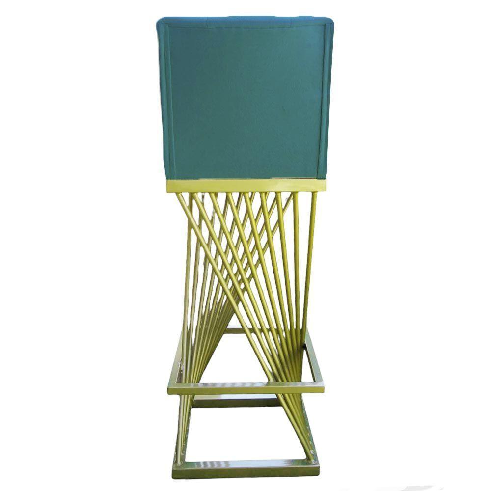 Kit 10 Banquetas Luma Base De Ferro Sued Azul Tiffany D'classe Decor - 6