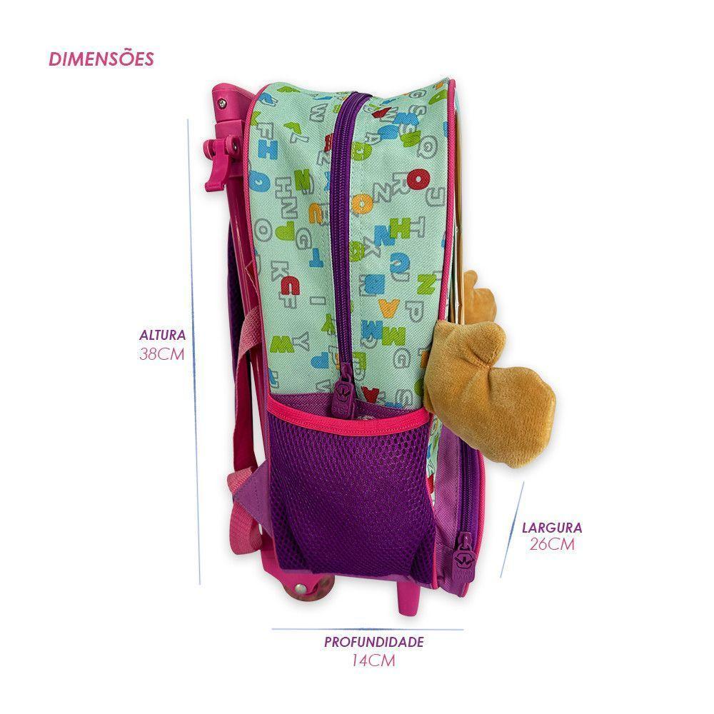 Mochila Infantil Escolar Rena Rodinha Rosa - 3