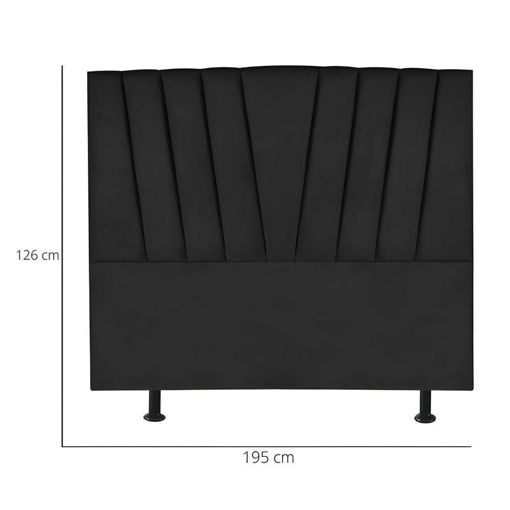 Cabeceira Estofada Cama Box King 195 Cm Ariel Corino Preto - 2
