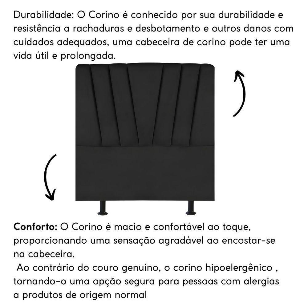 Cabeceira Estofada Cama Box King 195 Cm Ariel Corino Preto - 5