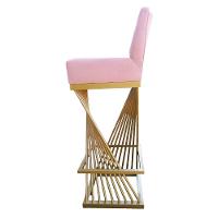 Banqueta Luma Base De Ferro Sued Rosa Bebê D'classe Decor - 2