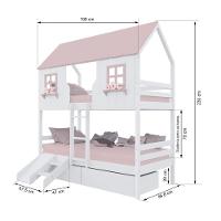 Beliche Casinha Encantada Com 02 Gavetas Kit Escada/ Escorregador Madeira Maciça Branco/ Rosa Megamobilia - 3