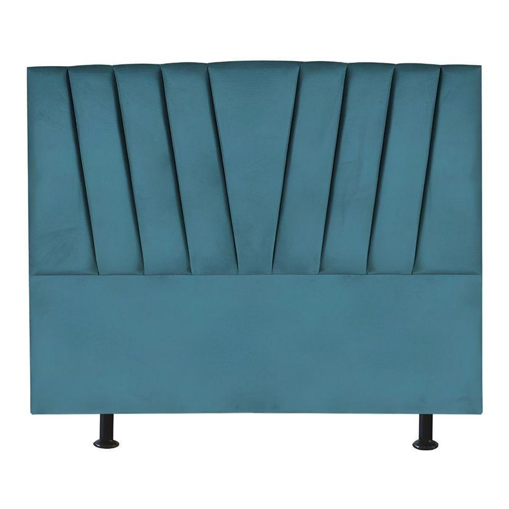 Cabeceira Estofada Cama Casal Queen Size 160 Cm Ariel Suede Azul Turquesa - 1