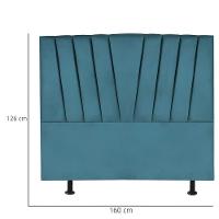 Cabeceira Estofada Cama Casal Queen Size 160 Cm Ariel Suede Azul Turquesa - 3
