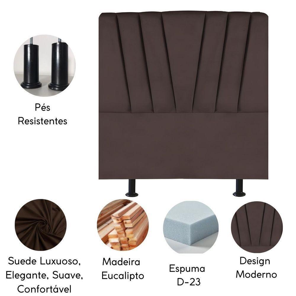 Cabeceira Estofada De Cama Casal Box 140 Cm Ariel Suede Marrom - 4