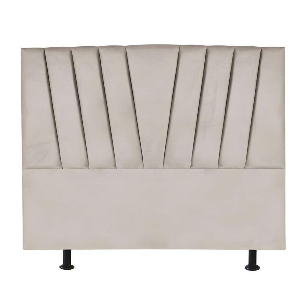 Cabeceira Estofada Cama Casal Queen Size 160 Cm Ariel Linho Bege - 1