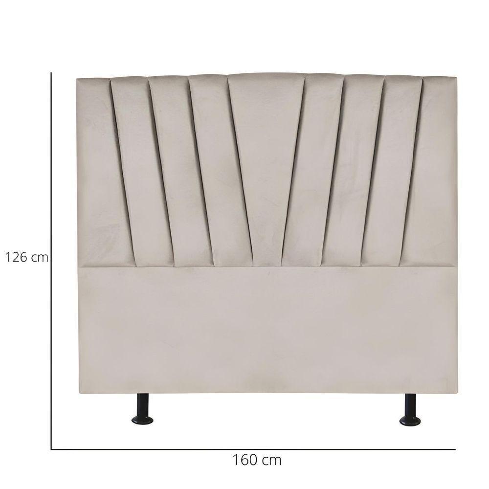 Cabeceira Estofada Cama Casal Queen Size 160 Cm Ariel Linho Bege - 3