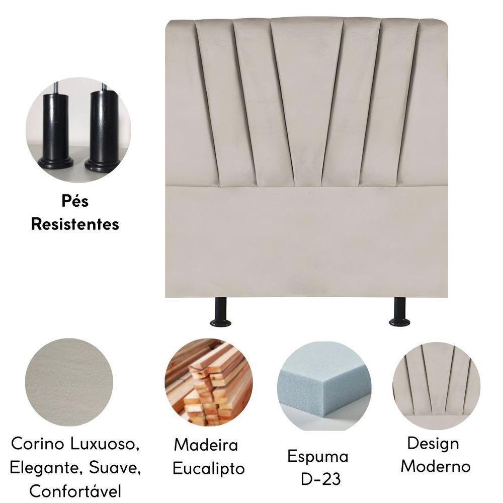 Cabeceira Estofada De Cama Casal Box 140 Cm Ariel Corino Bege - 4
