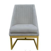 Cadeira Para Sala De Jantar Ana Base De Ferro Maciço Suede Bege D'classe Decor - 1