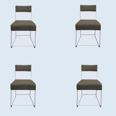 Kit 04 Cadeiras Atena Base De Ferro Maciço Prata Suede Marrom Rato D'classe Decor