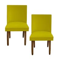 Kit 02 Cadeiras Para Sala De Jantar Tóquio Pés Palito Suede Amarelo D'classe Decor - 1