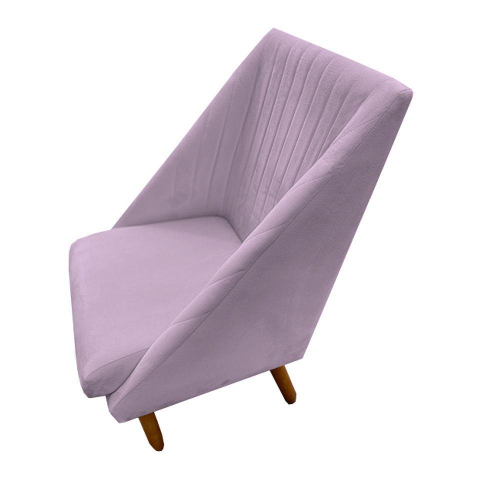 Kit 02 Cadeiras Para Sala De Jantar Ana Pés Palito Suede Rosa Bebê D'classe Decor - 3