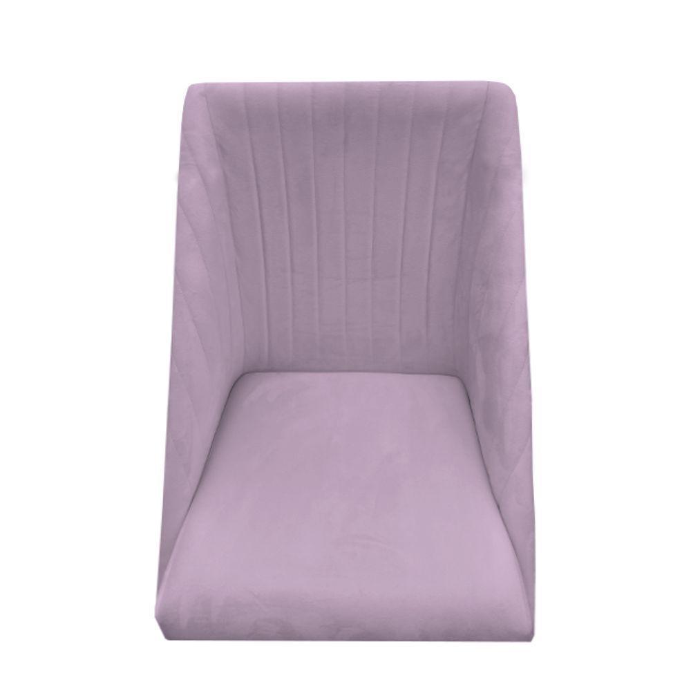 Kit 02 Cadeiras Para Sala De Jantar Ana Pés Palito Suede Rosa Bebê D'classe Decor - 4