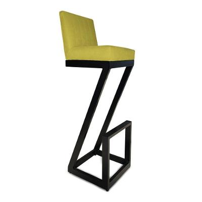 Banqueta Alta Z Base De Ferro Suede Amarelo D'classe Decor