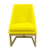 Kit 06 Cadeiras Para Sala De Jantar Ana Base De Ferro Suede Amarelo D'classe Decor - 2