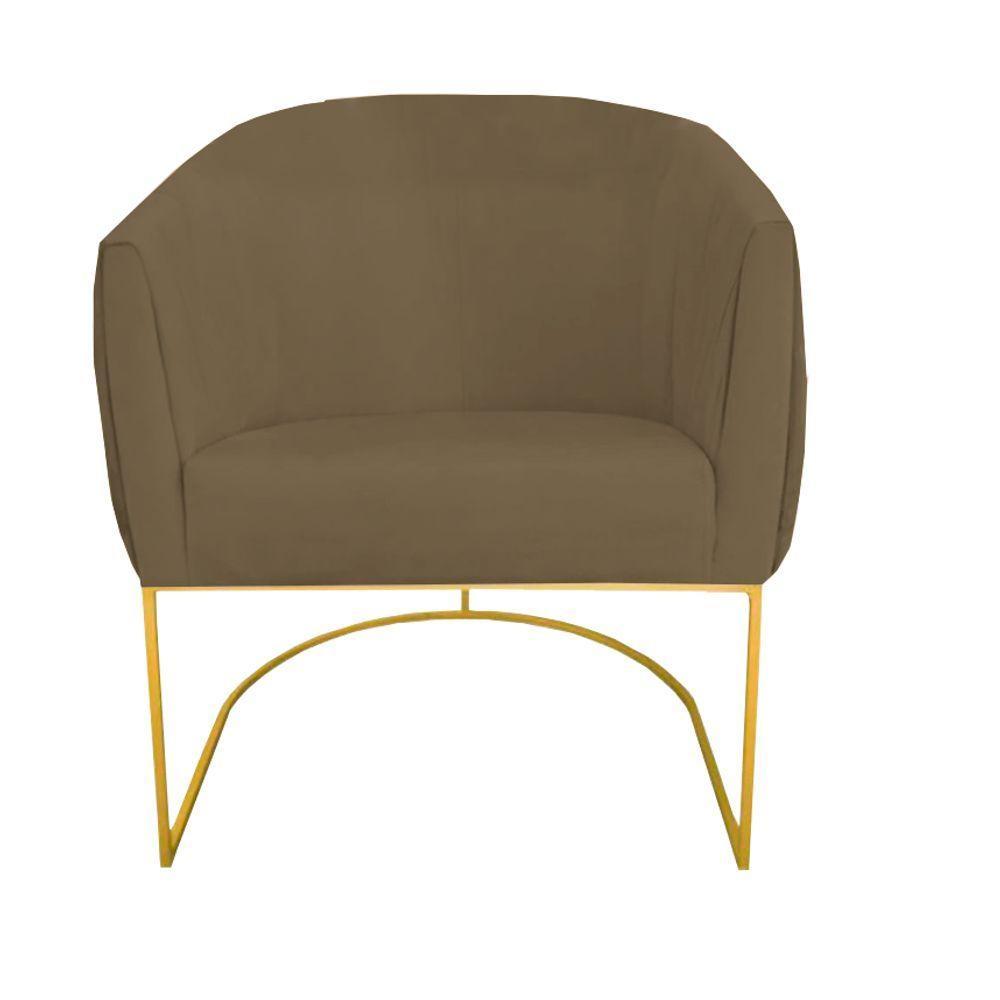 Kit 03 Poltrona Julia Com Base De Ferro Sala De Estar Escritório Recepção Clinica Suede Marrom Rato D'classe Decor - 2