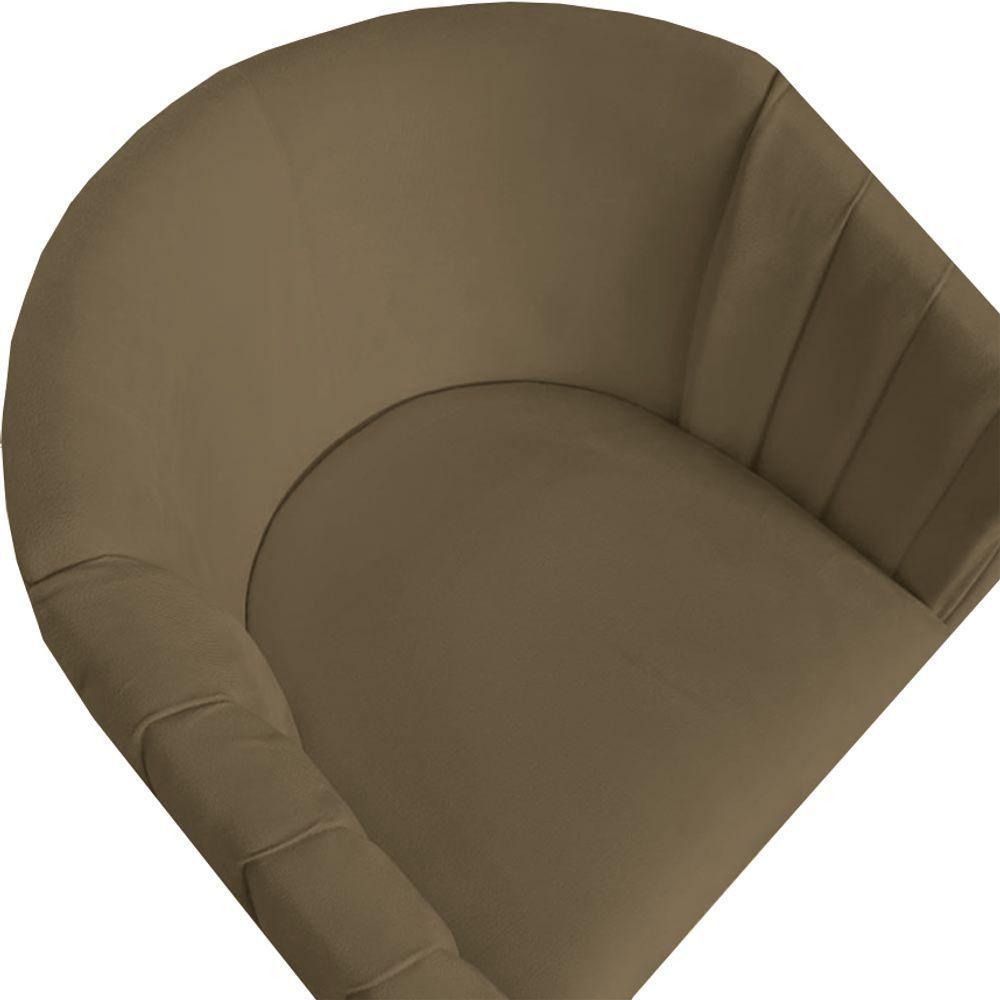 Kit 03 Poltrona Julia Com Base De Ferro Sala De Estar Escritório Recepção Clinica Suede Marrom Rato D'classe Decor - 4