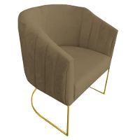 Kit 03 Poltrona Julia Com Base De Ferro Sala De Estar Escritório Recepção Clinica Suede Marrom Rato D'classe Decor - 3