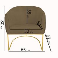 Kit 03 Poltrona Julia Com Base De Ferro Sala De Estar Escritório Recepção Clinica Suede Marrom Rato D'classe Decor - 5