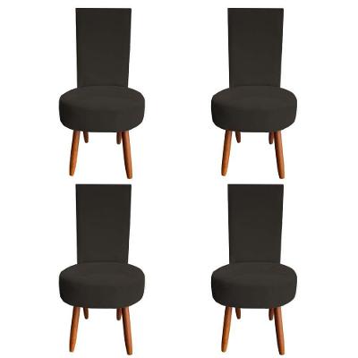 Kit 04 Cadeiras De Jantar Lisboa Sued Marrom D'classe Decor