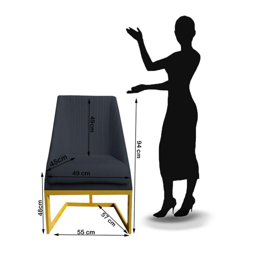 Kit 08 Cadeiras Para Sala De Jantar Ana Base De Ferro Veludo Grafite D'classe Decor - 6