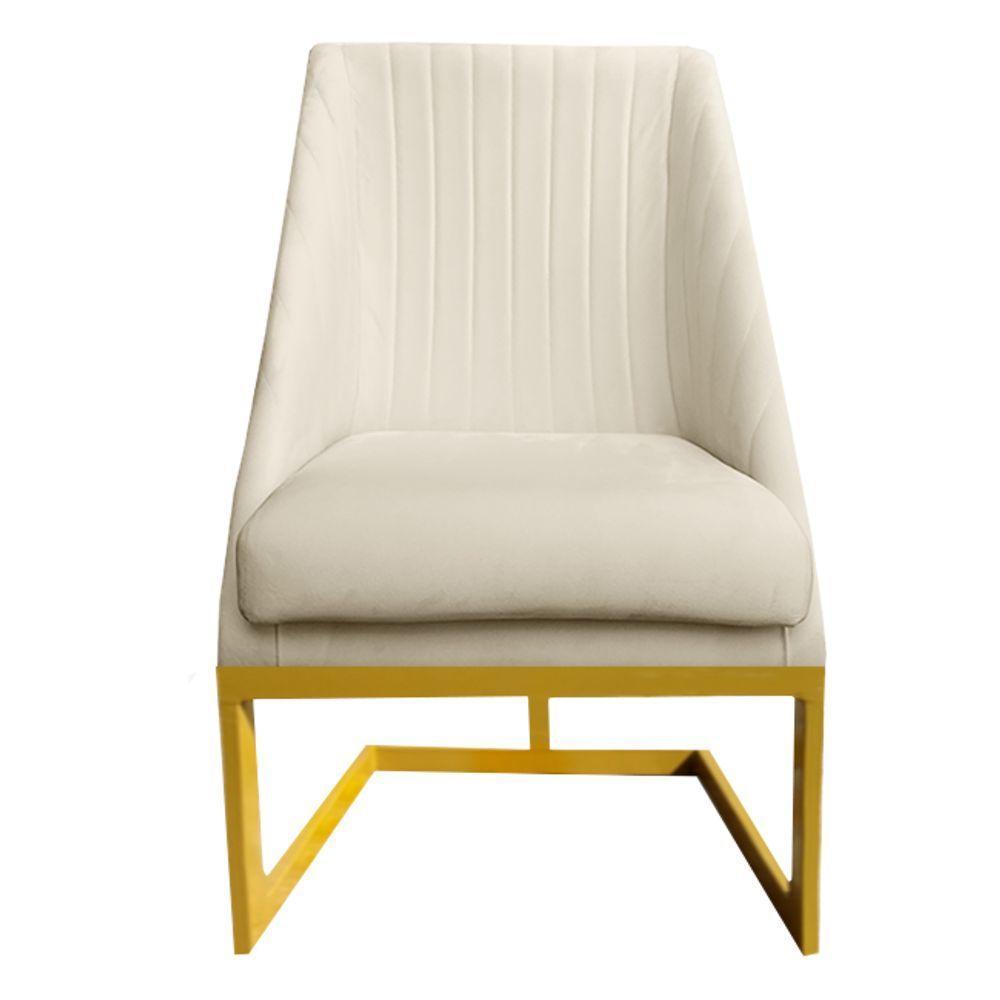 Kit 06 Cadeiras Para Sala De Jantar Ana Base De Ferro Veludo Bege D'classe Decor - 2