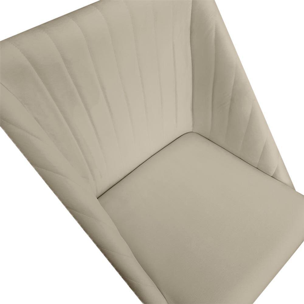 Kit 06 Cadeiras Para Sala De Jantar Ana Base De Ferro Veludo Bege D'classe Decor - 4