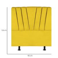 Cabeceira Estofada Cama Box Solteiro 90 Cm Ariel Suede Amarelo - 3