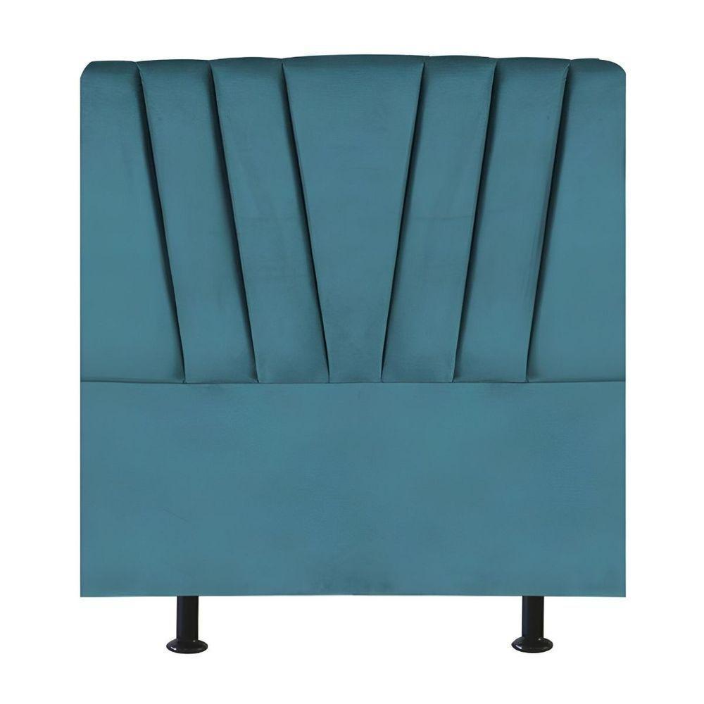 Cabeceira Estofada De Cama Casal Box 140 Cm Ariel Suede Azul Turquesa - 1