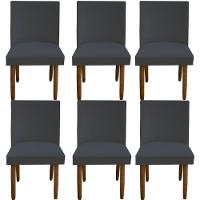 Kit 06 Cadeiras Para Sala De Jantar Tóquio Pés Palito Suede Grafite D'classe Decor - 1