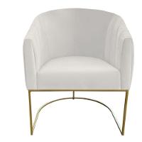 Kit 02 Poltrona Julia Com Base De Ferro Sala De Estar Escritório Recepção Clinica Suede Bege D'classe Decor - 2