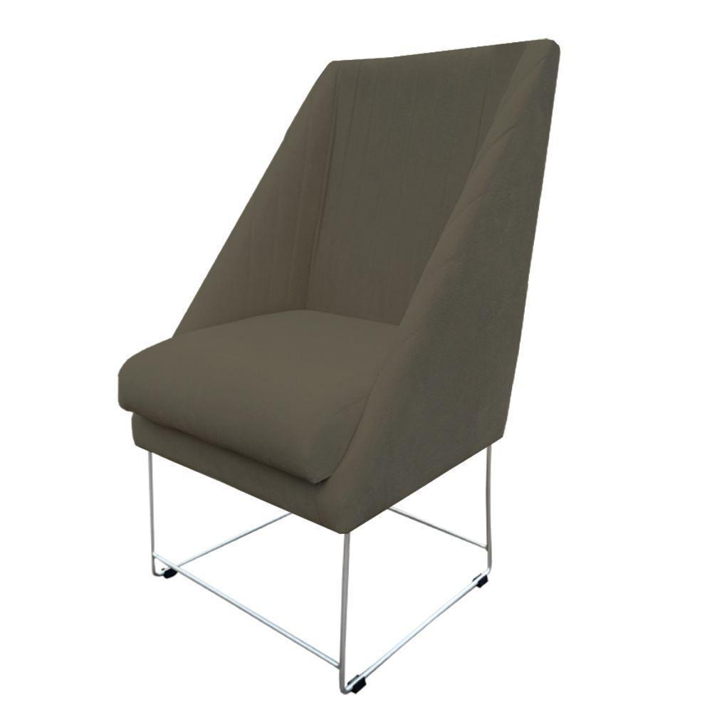 Kit 06 Cadeiras Ana Base De Ferro Prata Suede Marrom Rato D'classe Decor - 4